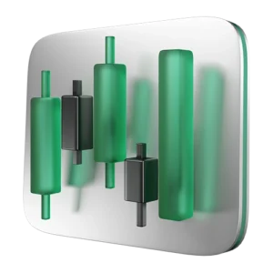 Forex candlestick chart icon representing trading analysis and market price movements