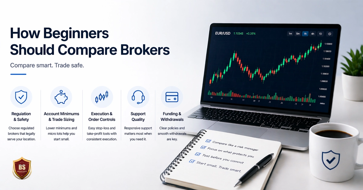 How beginners should compare brokers