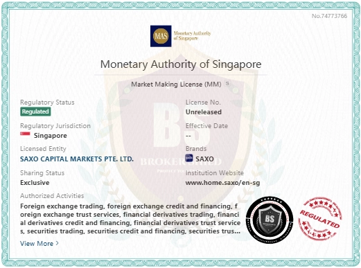 Saxo MAS Singapore regulation document
