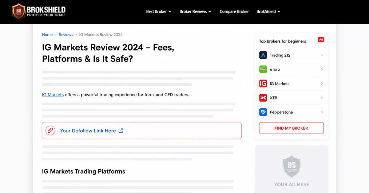 Main Premium Advertising Placement on Brokshield