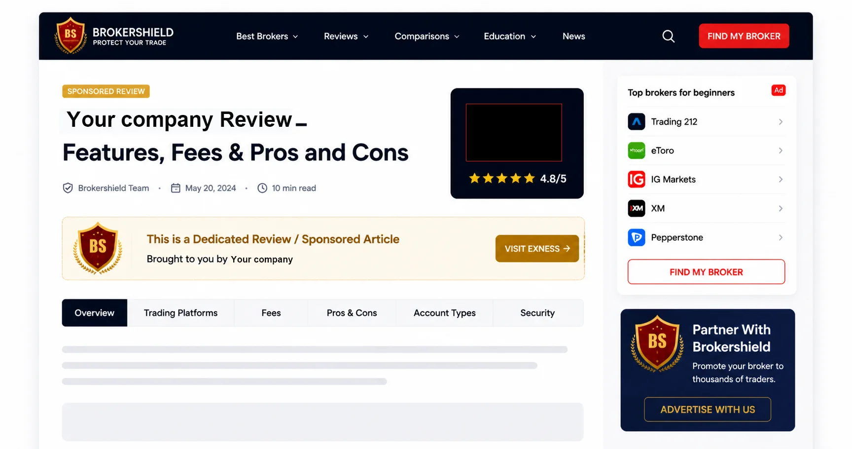 Main Premium Advertising Placement on Brokshield