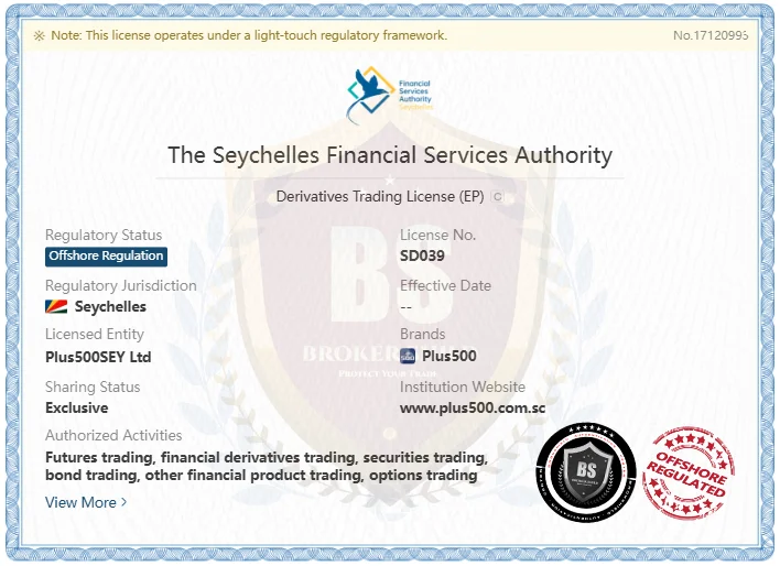 Plus500 FSA Seychelles regulation