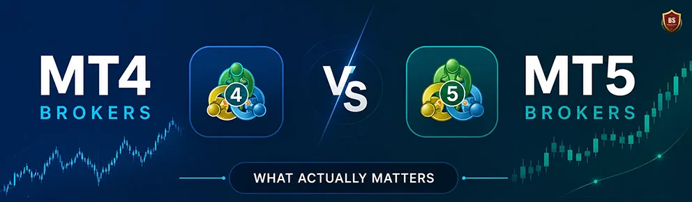 MT4 vs MT5 brokers comparison showing MetaTrader platforms, trading tools, and broker feature differences