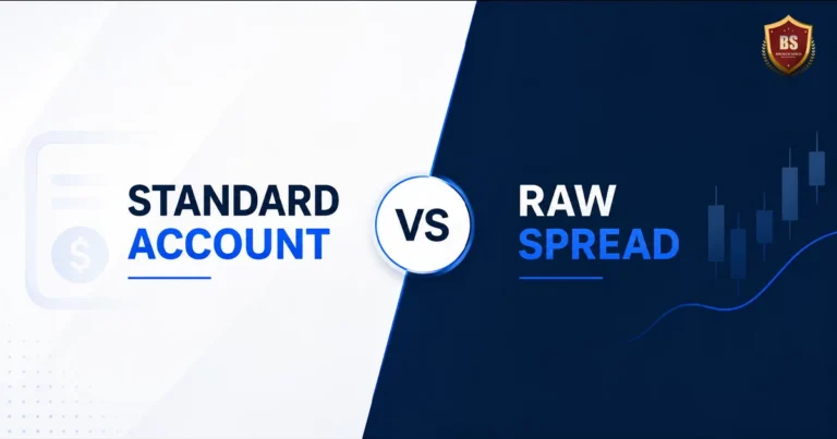 Standard Account vs Raw Spread forex account comparison illustrating spreads, commissions, trading costs, and account type differences for forex traders